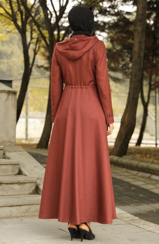 Kapüşonlu Pardesü 1006-01 Kiremit