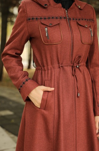 Kapüşonlu Pardesü 1006-01 Kiremit