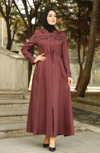 Kapüşonlu Pardesü 1006-07 Mürdüm