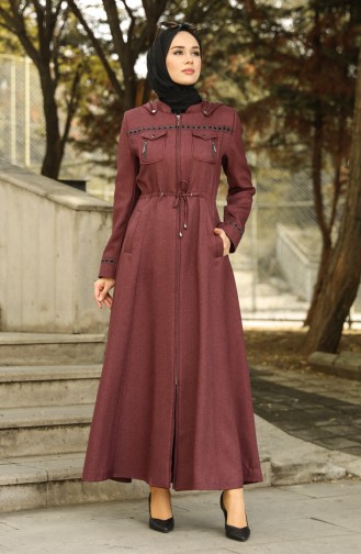 Kapüşonlu Pardesü 1006-07 Mürdüm