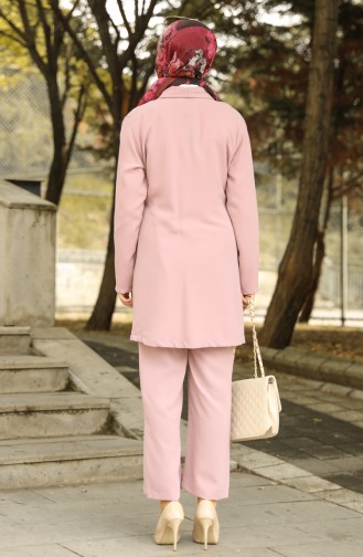 Tied from the Side Coat and Trouser Set 1086-01 Dry Rose 1086-01