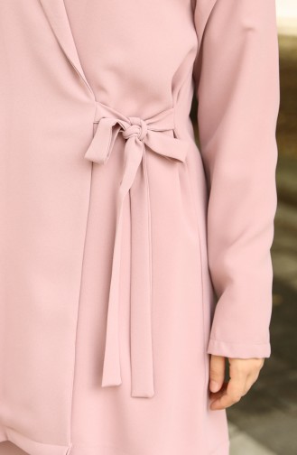 Tied from the Side Coat and Trouser Set 1086-01 Dry Rose 1086-01