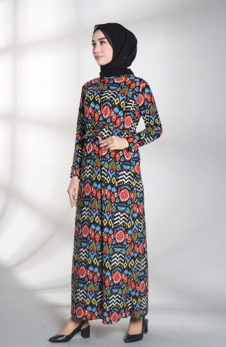 Saks-Blau Hijab Kleider 1018-01