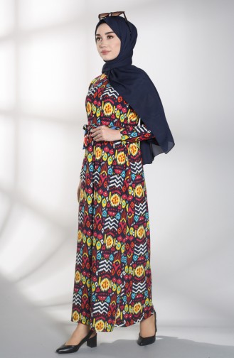 Dunkelblau Hijab Kleider 1018-03