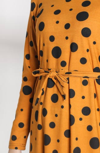 Polka Dot Belted Dress 1017-01 Mustard 1017-01