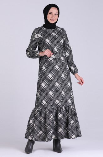 Plaid Belt Dress 5536-06 Black Cream 5536-06