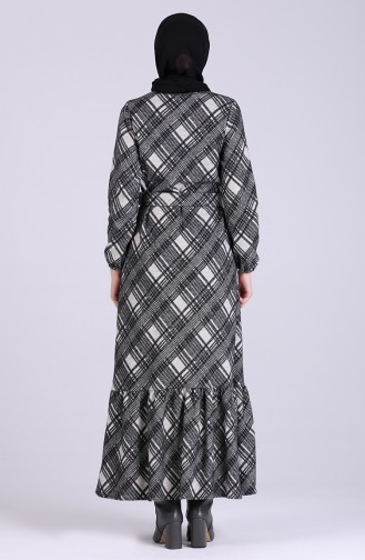 Plaid Belt Dress 5536-06 Black Cream 5536-06