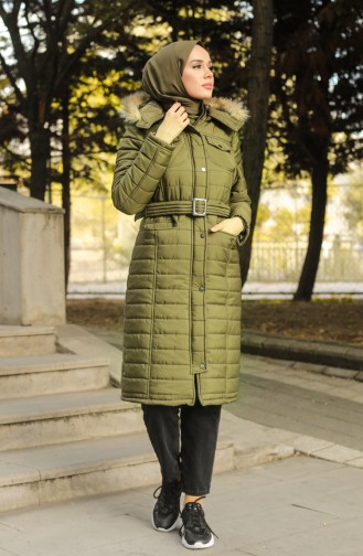 Hooded quilted Coat 0134-02 Khaki 0134-02