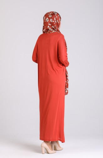 Ziegelrot Hijab Kleider 8117-01