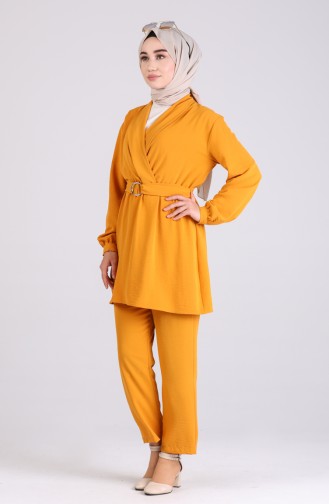 Belted Tunic Trousers Double Suit 1090-01 Mustard 1090-01