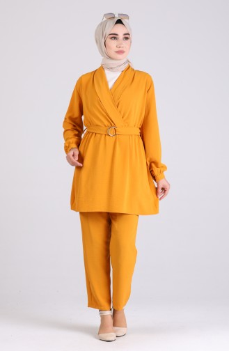 Belted Tunic Trousers Double Suit 1090-01 Mustard 1090-01