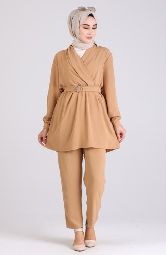 Belted Tunic Trousers Double Suit 1090-02 Milk Coffee 1090-02