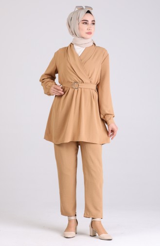 Belted Tunic Trousers Double Suit 1090-02 Milk Coffee 1090-02