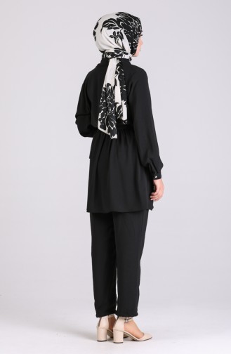 Belted Tunic Pants Double Suit 1090-03 Black 1090-03