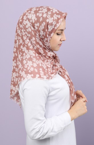 Küçük Çiçek Desenli Çekme Cotton Eşarp 2651-18 Pudra