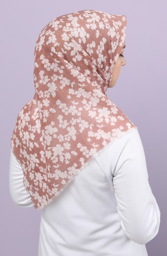 Küçük Çiçek Desenli Çekme Cotton Eşarp 2651-18 Pudra