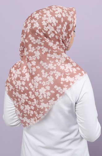 Küçük Çiçek Desenli Çekme Cotton Eşarp 2651-18 Pudra