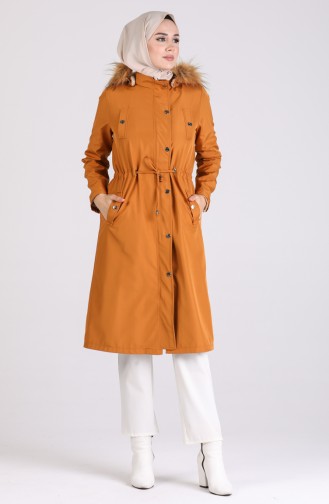 Coat with Fur Pockets 4055-02 Mustard 4055-02