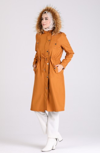 Coat with Fur Pockets 4055-02 Mustard 4055-02