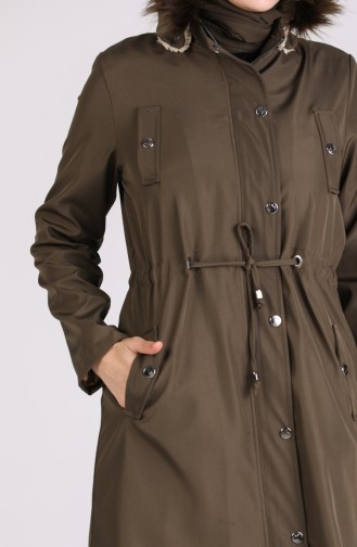 Coat with Fur Pockets 4055-05 Khaki 4055-05