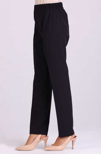 Elastic Waist Pants 2034-02 Navy Blue 2034-02