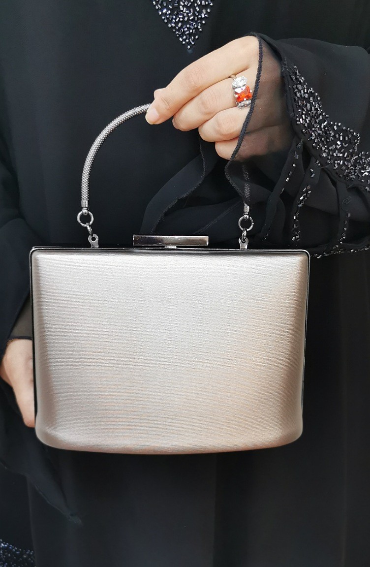 Bayan Clutch Portfoy Kumas Canta 288109 209 Platin Sefamerve