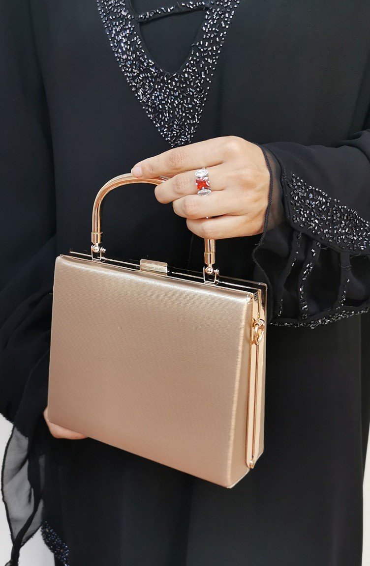 Bayan Clutch Portfoy Kumas Canta 294109 210 Bronz Renk Sefamerve