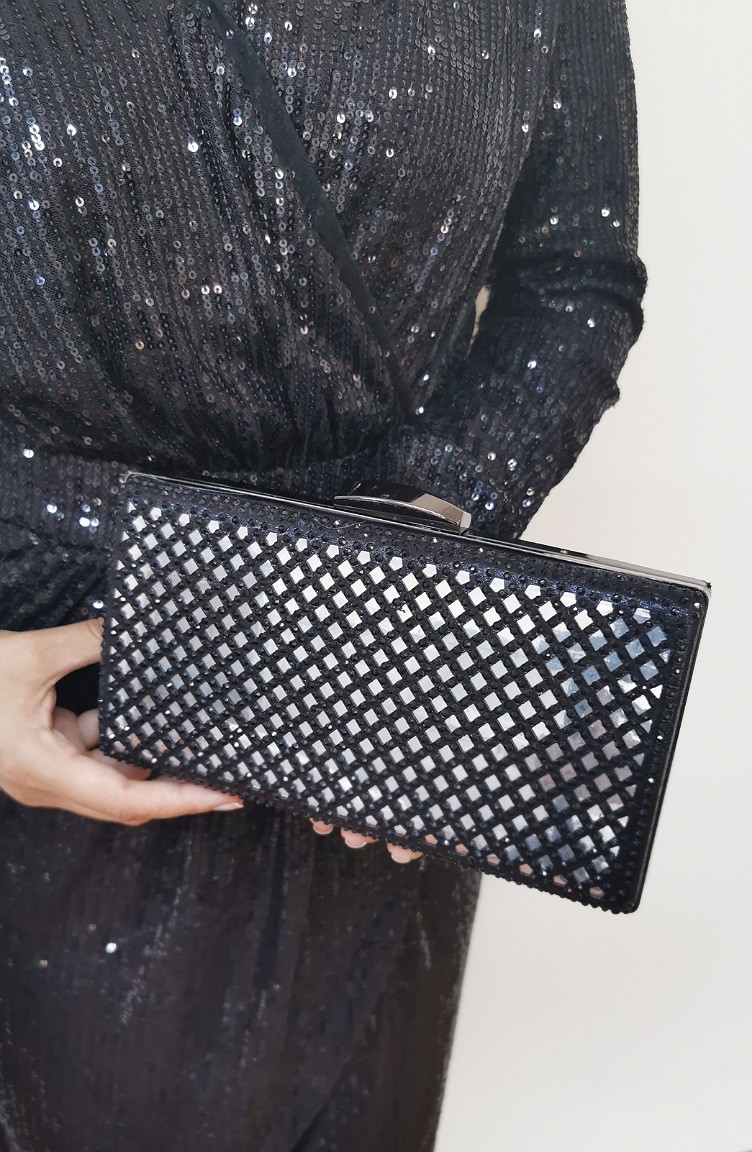 Bayan Clutch Portfoy Kapitone Canta 502125 201 Siyah Sefamerve