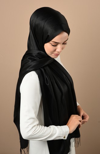 Düz Jakar Şal 54364-02 Siyah