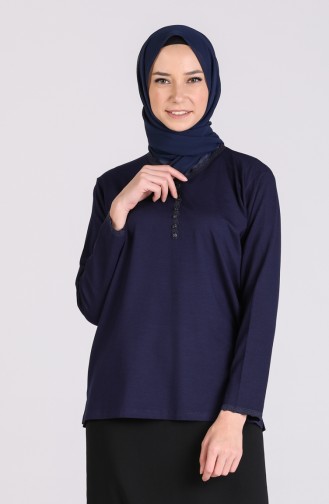 Navy Blue Blouse 0323-03