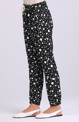 Elastic Patterned Trousers 9016-01 Black 9016-01