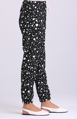 Elastic Patterned Trousers 9016-01 Black 9016-01