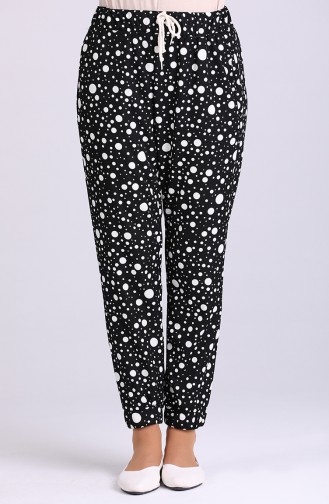 Elastic Patterned Trousers 9016-01 Black 9016-01