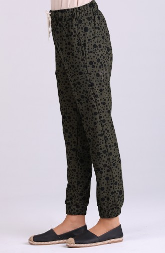 Elastic Patterned Trousers 9016-02 Khaki 9016-02