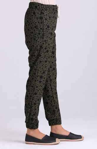 Elastic Patterned Trousers 9016-02 Khaki 9016-02