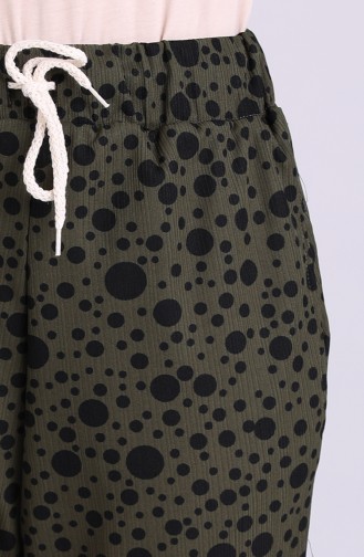 Elastic Patterned Trousers 9016-02 Khaki 9016-02