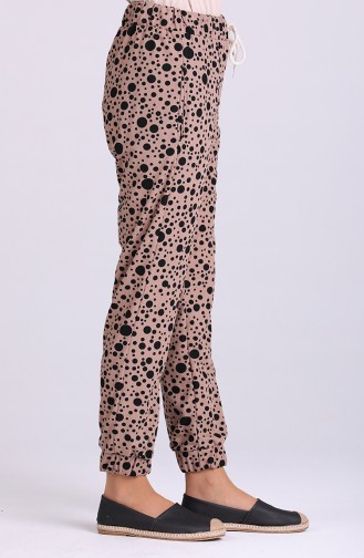 Elastic Patterned Trousers 9016-03 Mink 9016-03