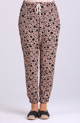 Elastic Patterned Trousers 9016-03 Mink 9016-03