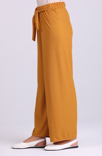 Elastic Waist Wide Leg Pants 9018-01 Mustard 9018-01