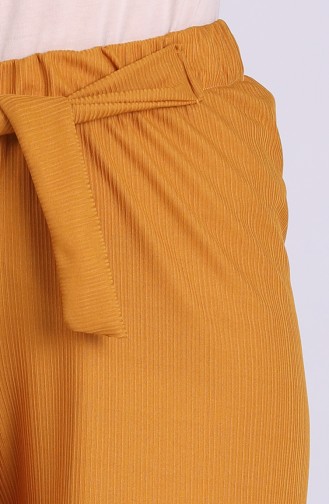 Elastic Waist Wide Leg Pants 9018-01 Mustard 9018-01