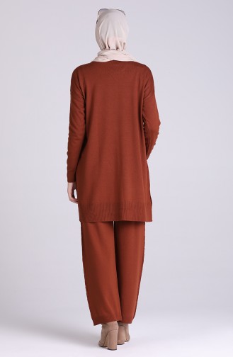 Triko Tunik Pantolon İkili Takım 1490-09 Kiremit