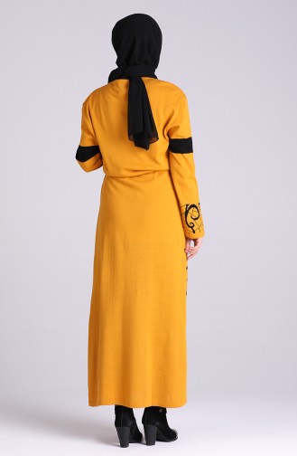 Senf Hijab Kleider 4003-01
