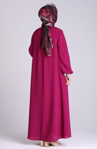 Sleeve And Collar Gathered Dress 3210-03 Fuchsia 3210-03