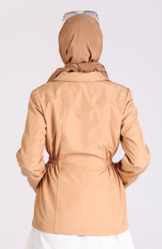 Beli Büzgülü Kısa Trençkot 1475-02 Camel