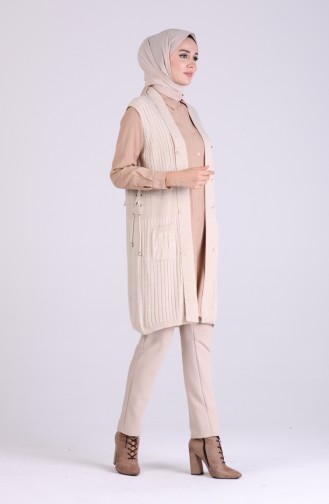 Creme Strickjacke 0804-07