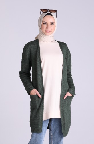 Dunkelgrün Strickjacke 5021-08