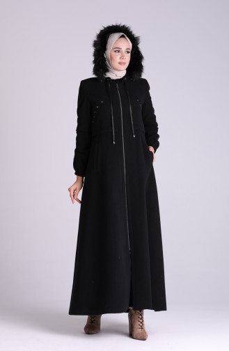 معطف طويل أسود 1003-06