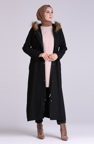 معطف طويل أسود 6836B-01