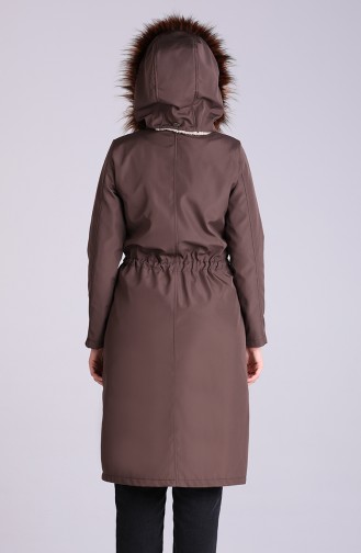 Fur Pocketed Coat 4055-07 Brown 4055-07