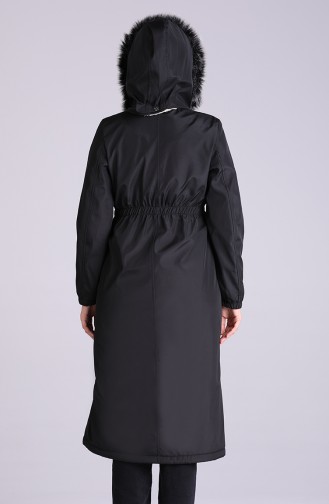 Fur Hooded Coat 9055-01 Black 9055-01